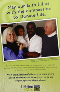 This poster is just one of many free items we offer for people interested in discussing donation during National Donor Sabbath.