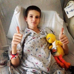 Brandon gives the thumbs up before transplant