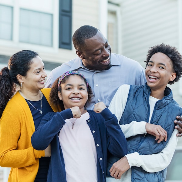 A family laughing
